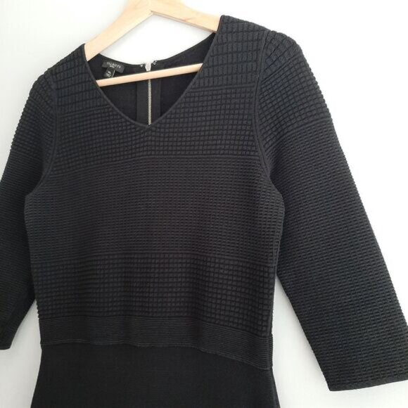 TALBOTS Sweater Textured Fine Knit V-Neck Dress Black Sz M P - Picture 7 of 15